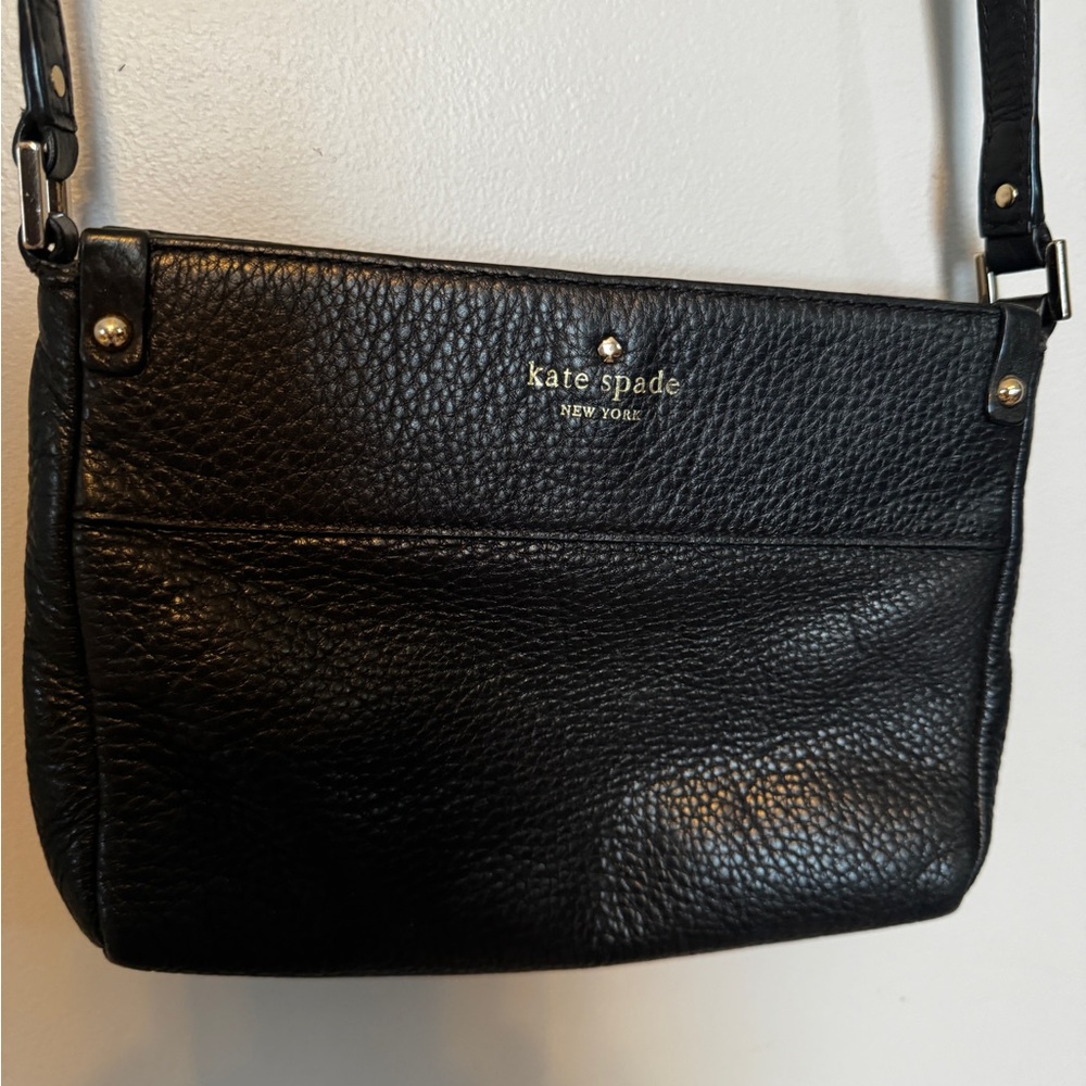 Kate Spade black leather gold hardware crossbody purse
